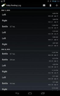 Baby Feeding Log App Screenshot 01